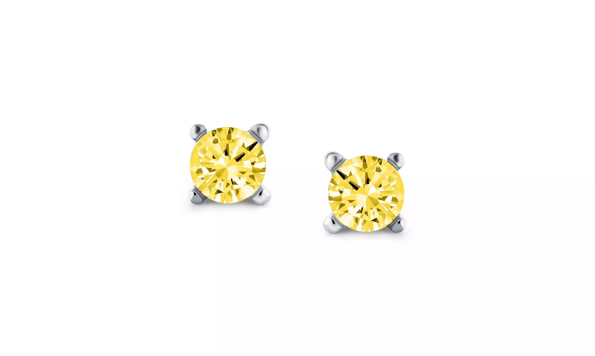 Brilliant Cut CZ Solitaire Stud Earrings Sterling Silver Screwback - Primary Image