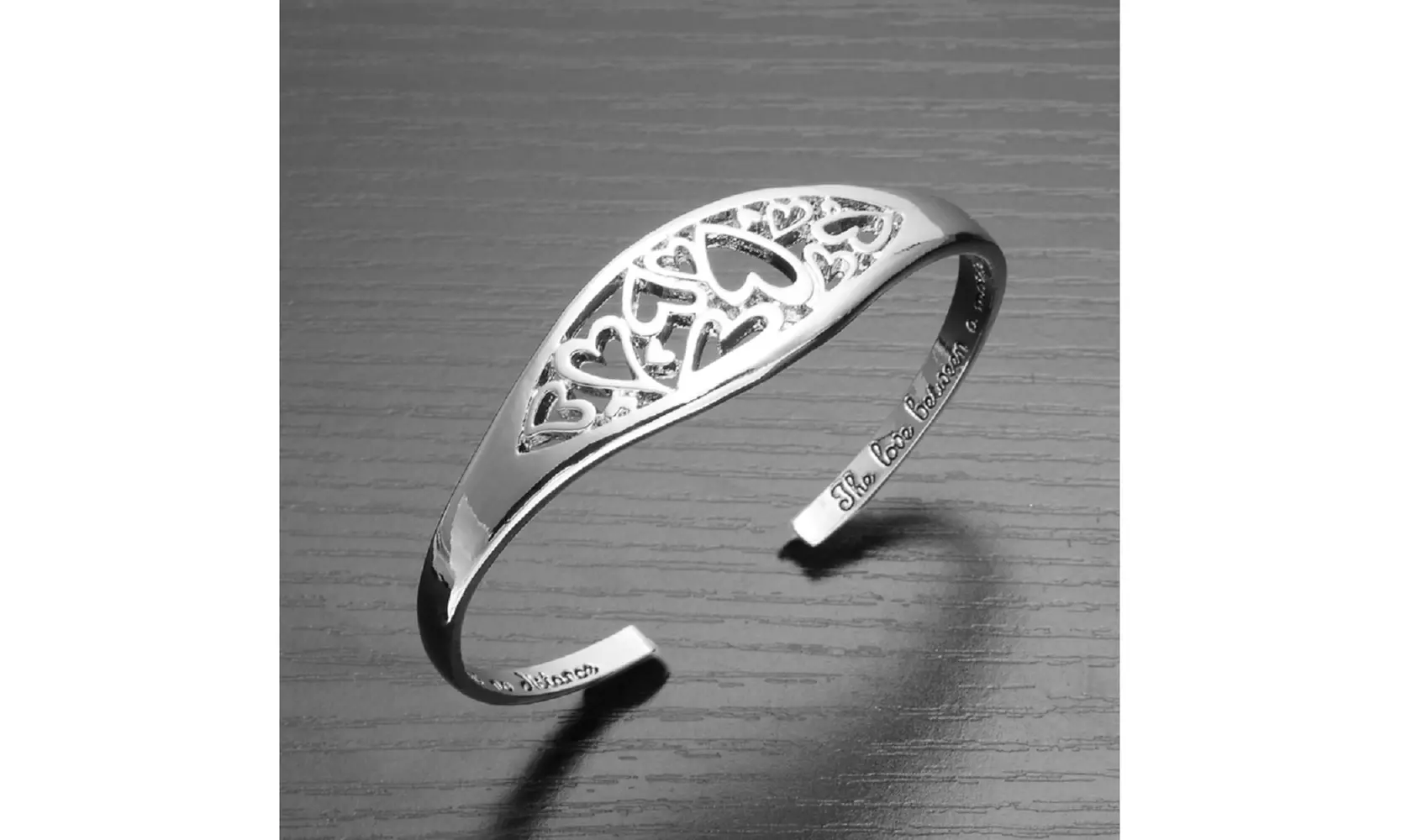 Engraved"The Love Between A Mother & Daughter.." Silver Cuff Bracelet