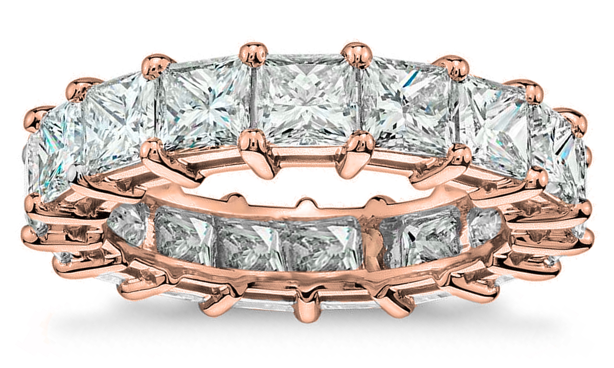6 CTTW Princess Cut Cubic Zirconia Eternity Bands 