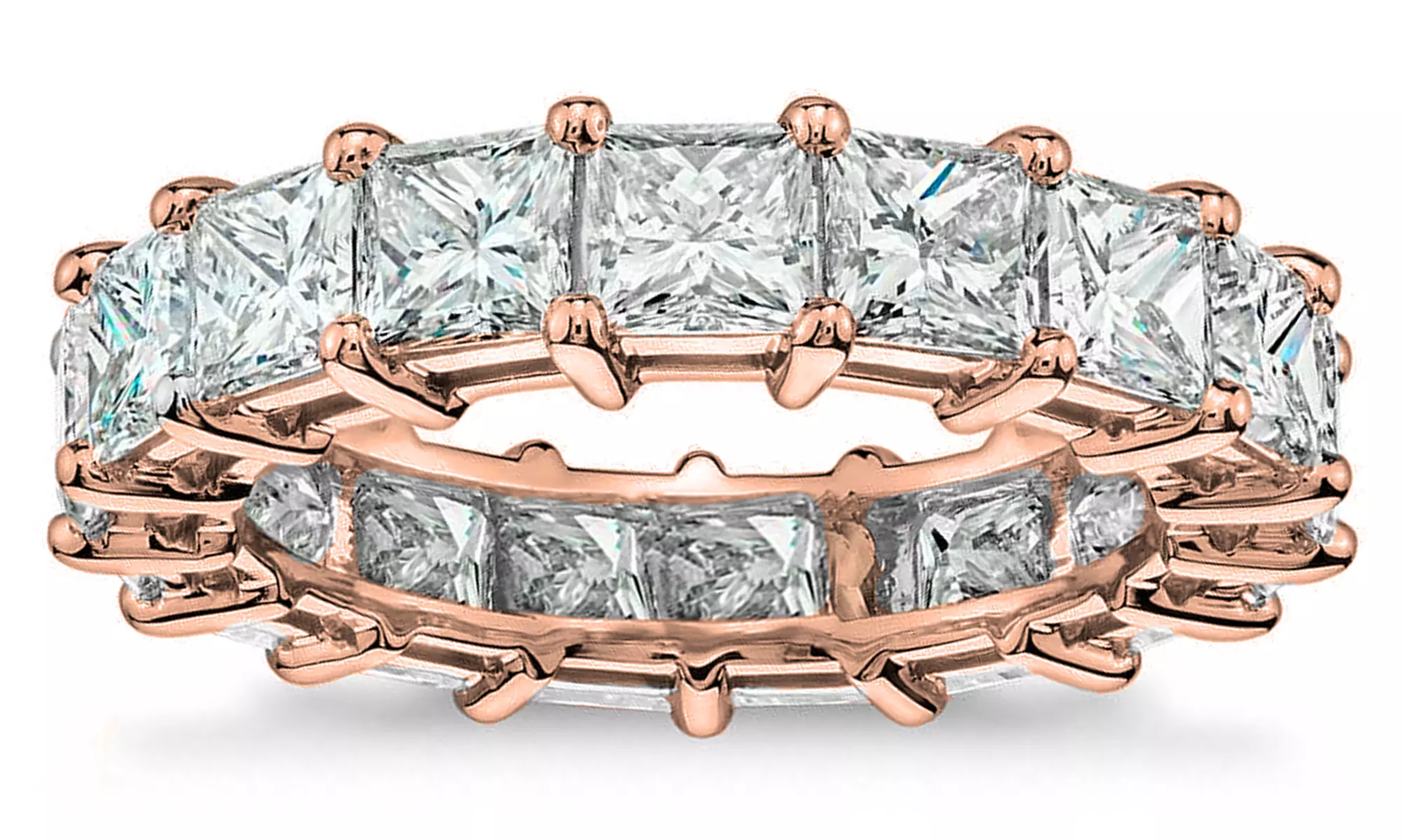 6 CTTW Princess Cut Cubic Zirconia Eternity Bands 