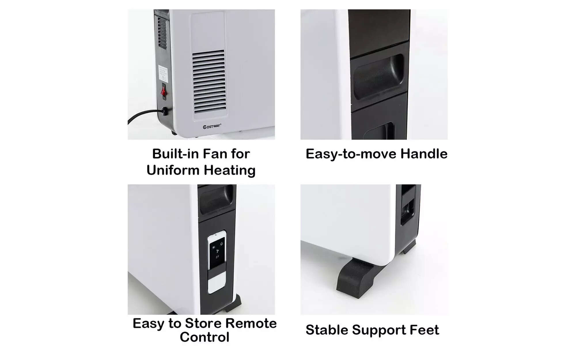 1500W Convector Heater w/Remote Control Freestanding & Wall Mounting Indoor - Second Medium