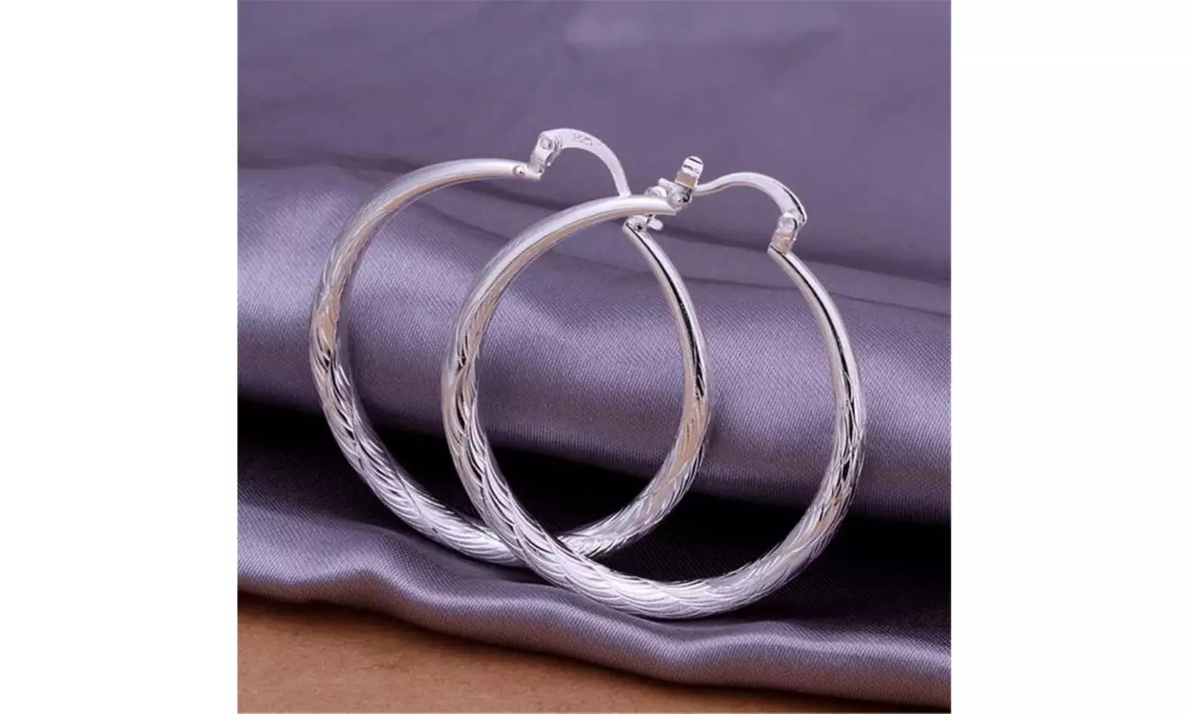 925 Sterling Silver Filigree Round Hoop Earrings