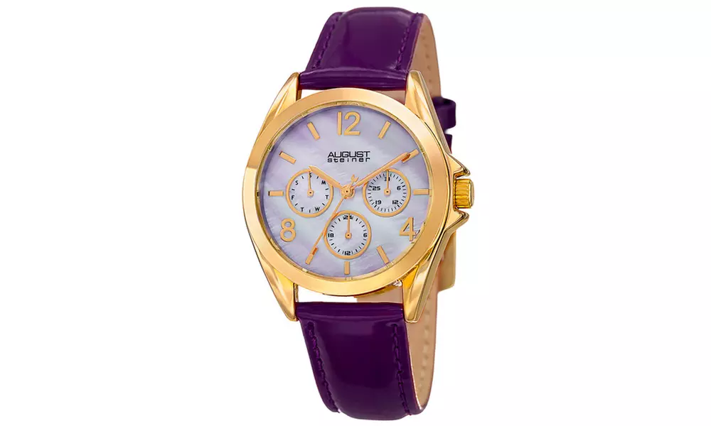 August Steiner Women's Multifunction Leather Strap Watch ASGP8191 - Primary Image