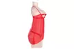 Women Red Opencup Babydoll Dress Dot Chemise Strappy Nightie - Second Medium