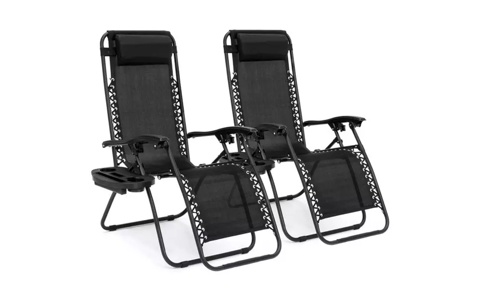 2 - Steel Mesh Zero Gravity Reclining Lounge Chairs