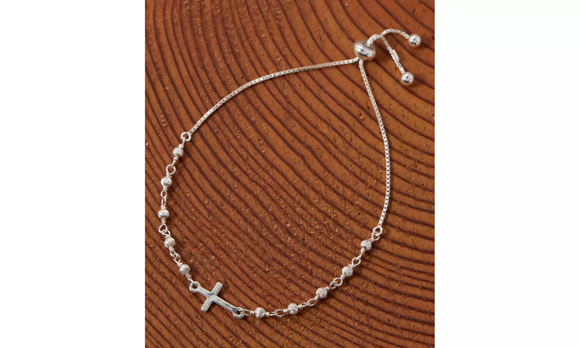 Italian Made Sterling Silver Adjustable Rosary Bracelet - Second Medium