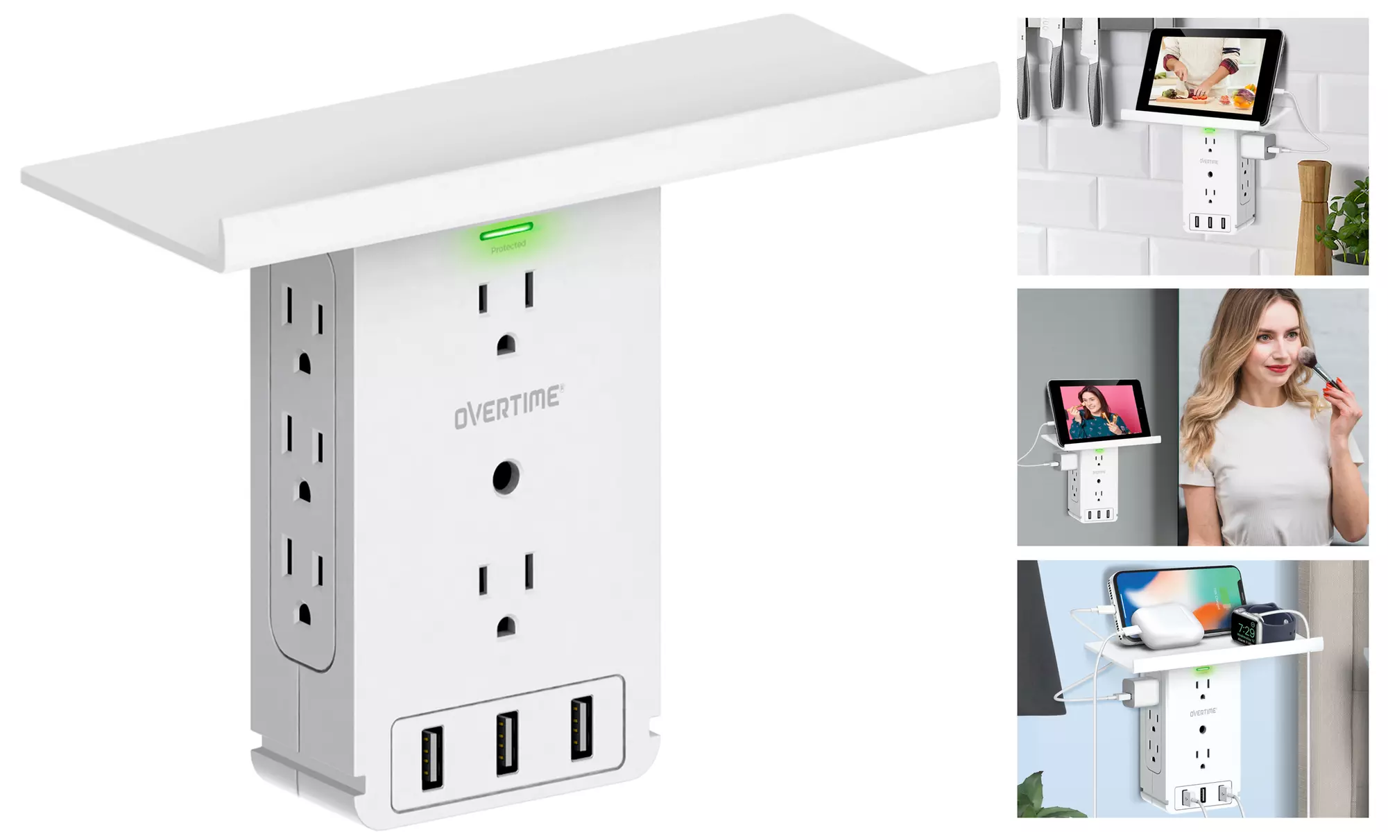 Overtime Wall Charger w/ 8 Outlets and 3 USB Ports (1-, 2-, or 4-Pack) - Primary Image
