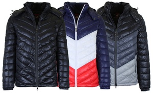 Men's Heavyweight Quilted Hooded Puffer Bubble Jacket (Sizes, S to 2XL)