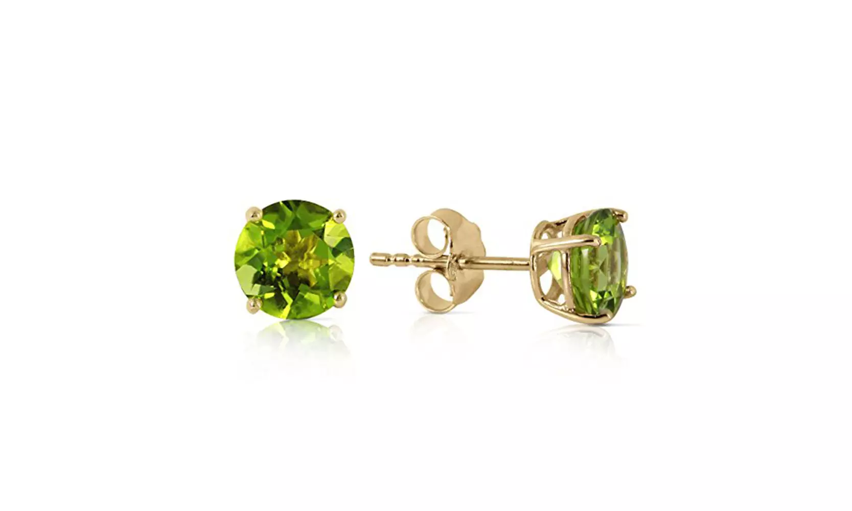 14k Yellow Gold Plated Round 0.95 CT Peridot Earrings - Primary Image