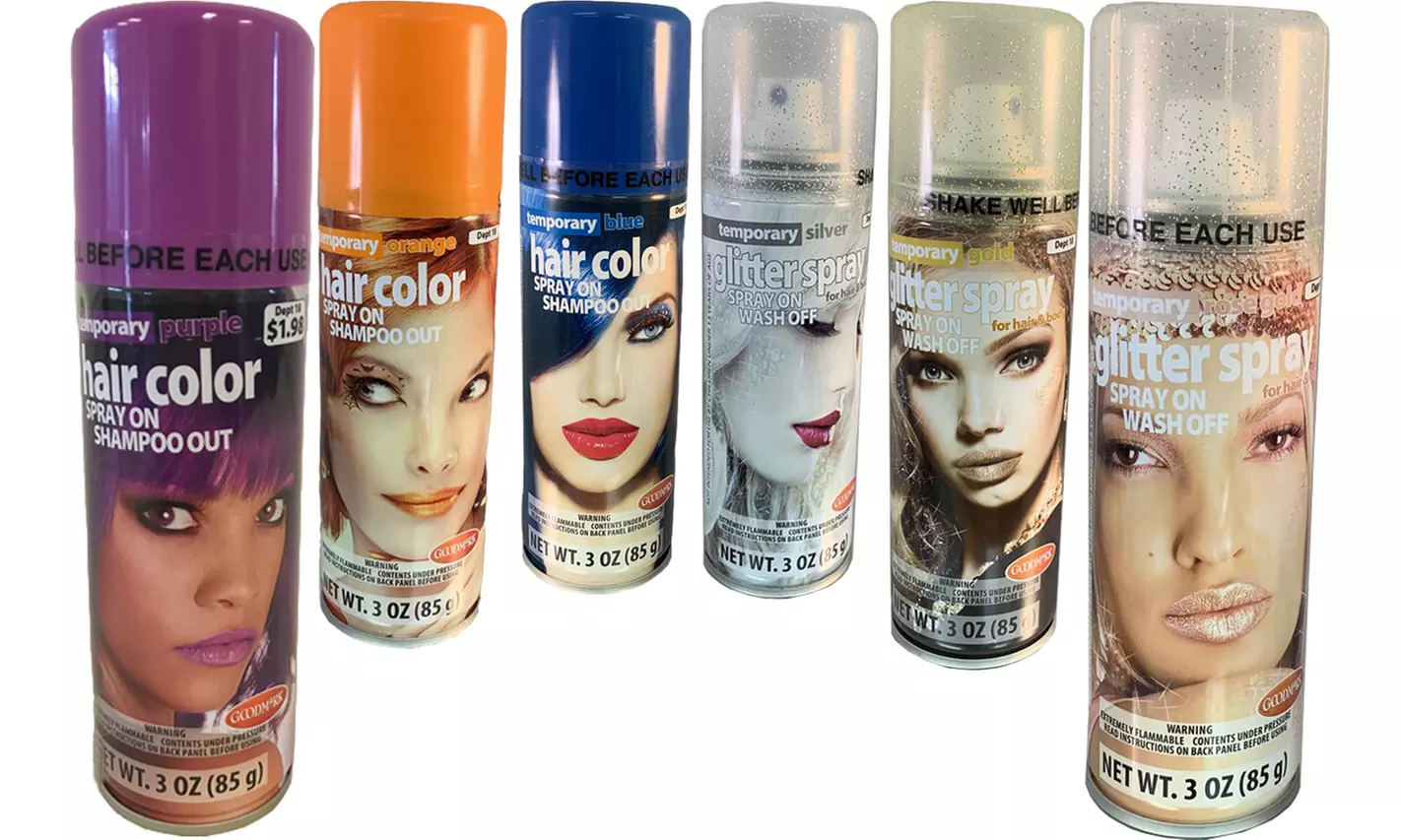 Halloween Temporary Hair Color Spray Dye Spray on Shampoo Out Glitter Color - Primary Image