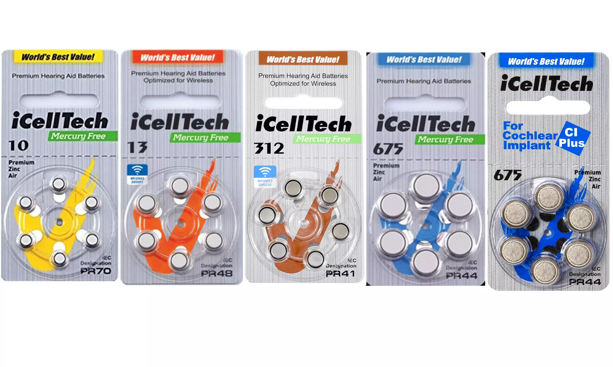 iCellTech Zinc Air Hearing Aid Batteries - 60 Batteries - Primary Image