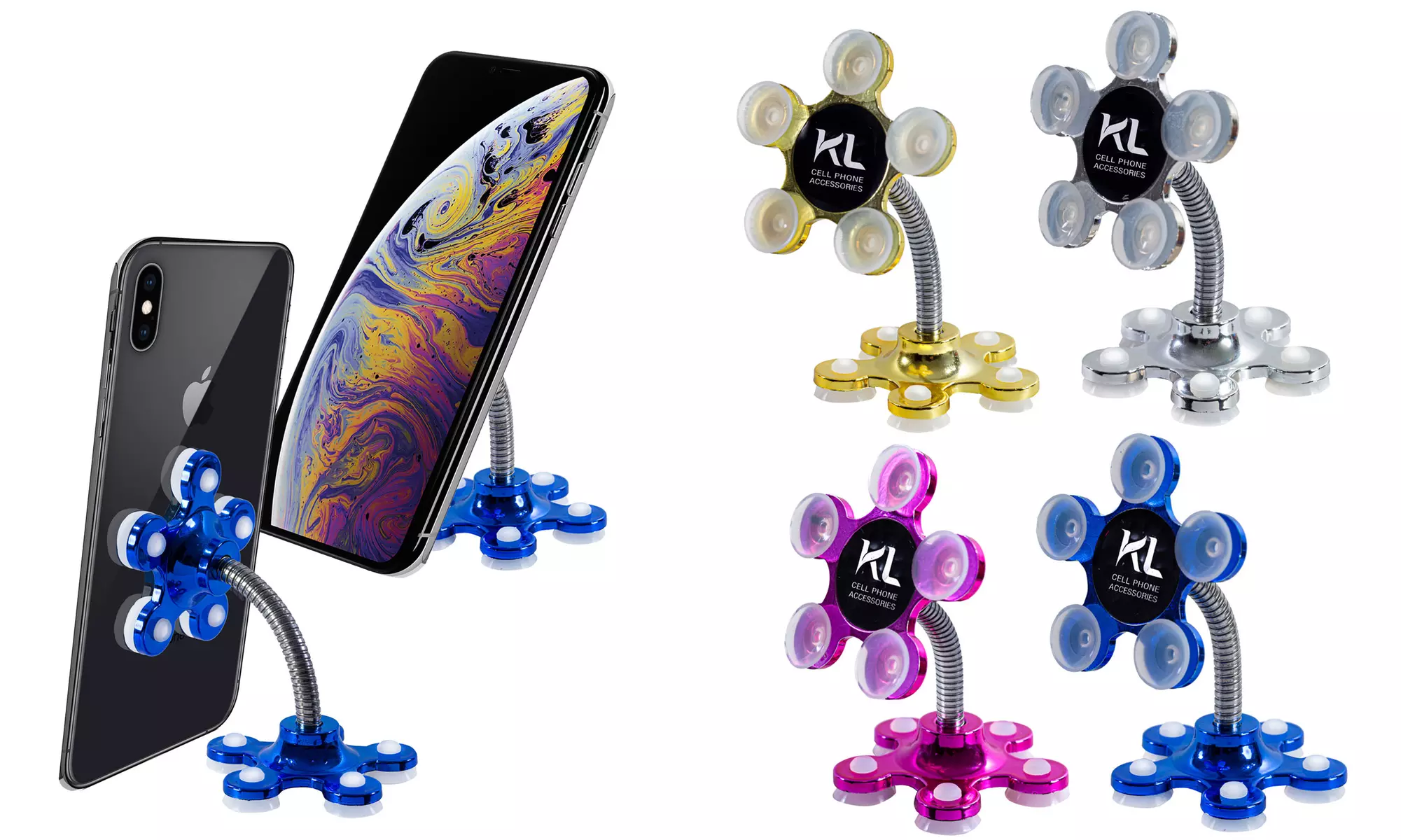 Stainless Chrome 360-Degree Cell-Phone Holder for Dashboard, Desk or Wall - Primary Image