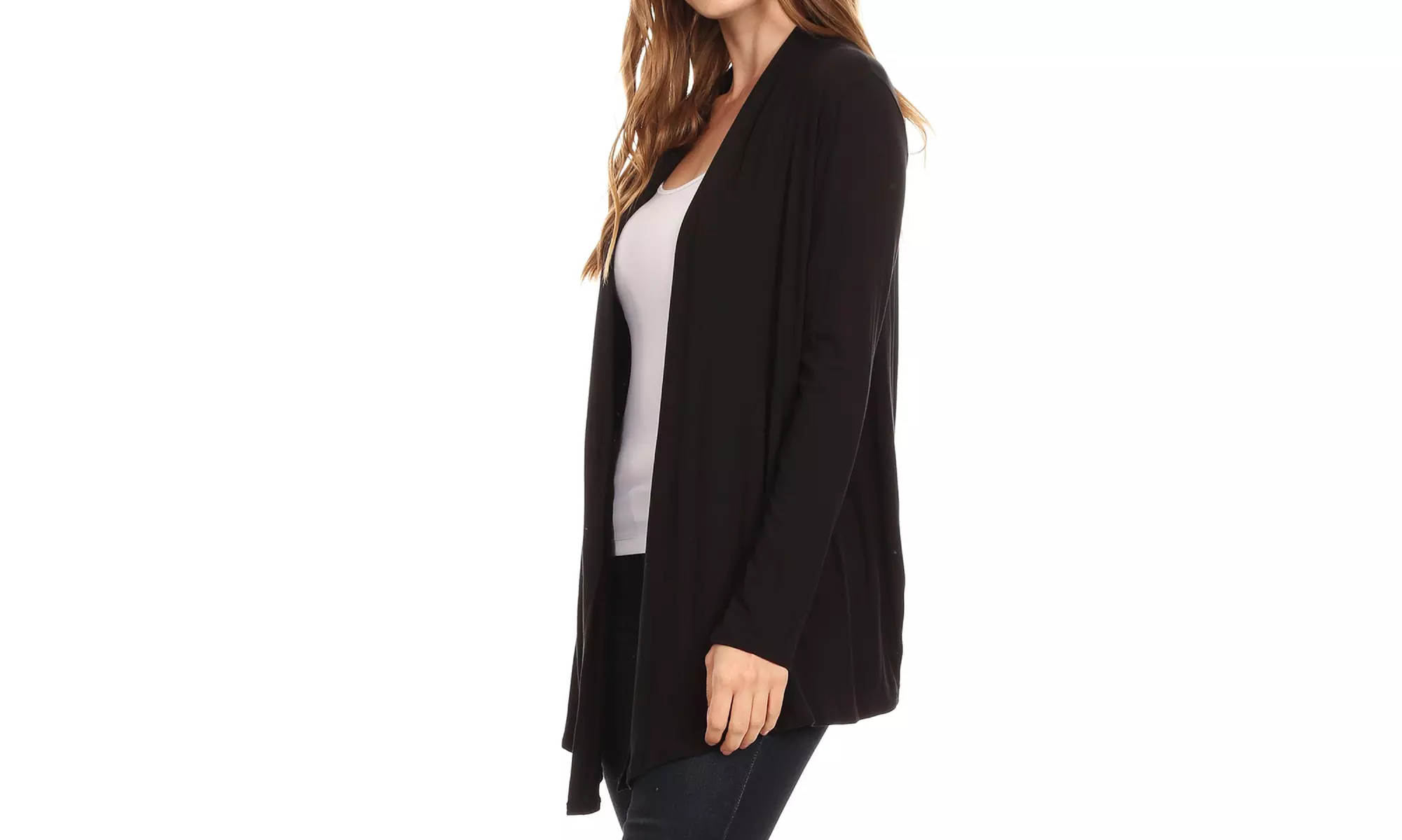 Solid Lightweight Soft Long Sleeves Open Front Cardigan