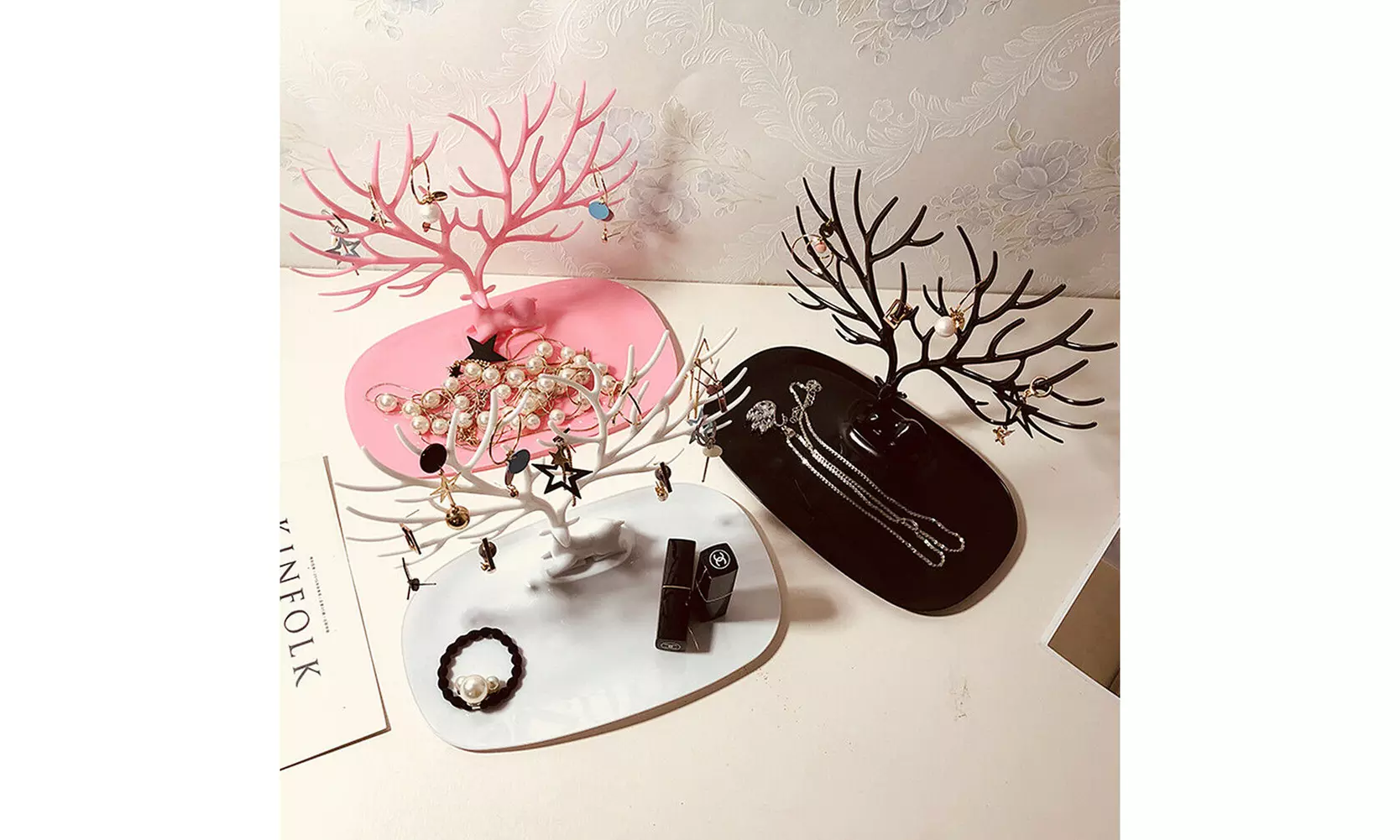 Jewelry Deer Tree Stand Display Organizer Necklace Ring Earring Holder Rack - Primary Image