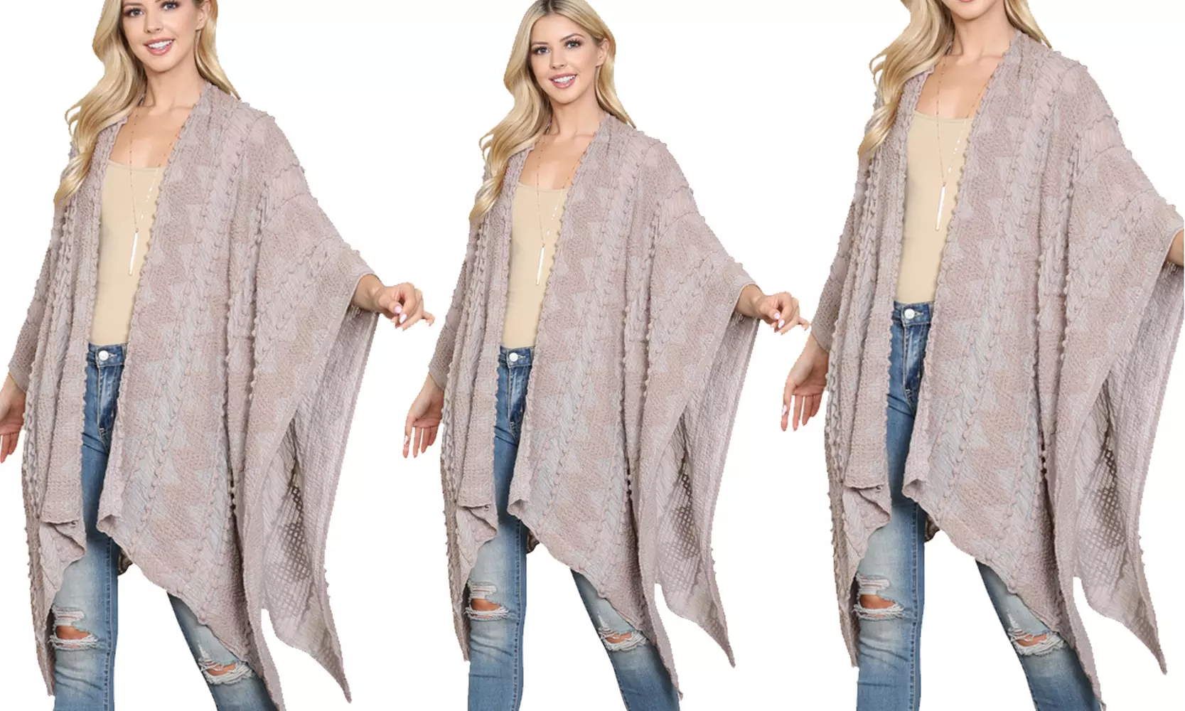 Riah Fashion Pompom Palmer Kimono