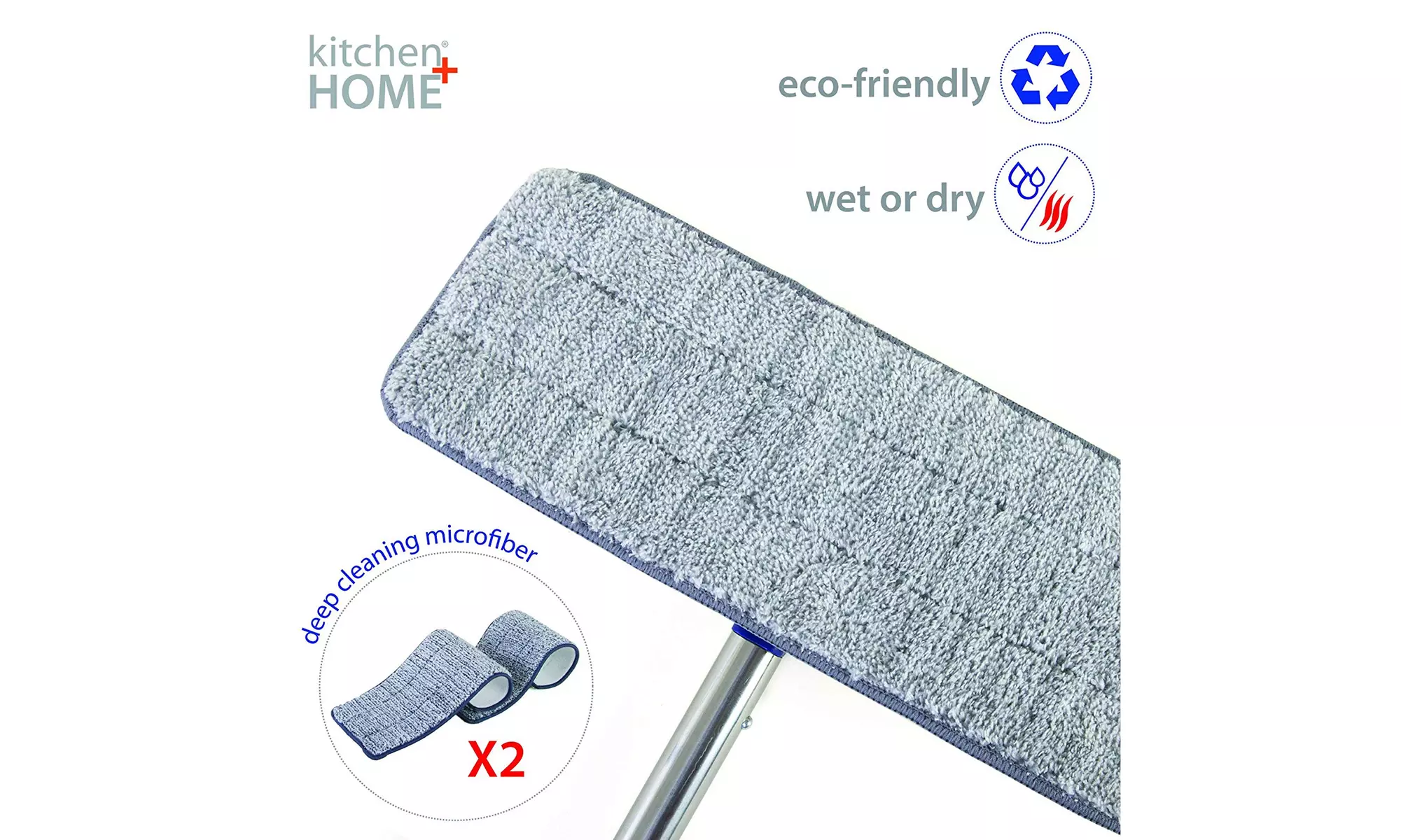 Self Cleaning Flat Mop Replacement Pads - Set of 2 Microfiber Mop Pads - Second Medium
