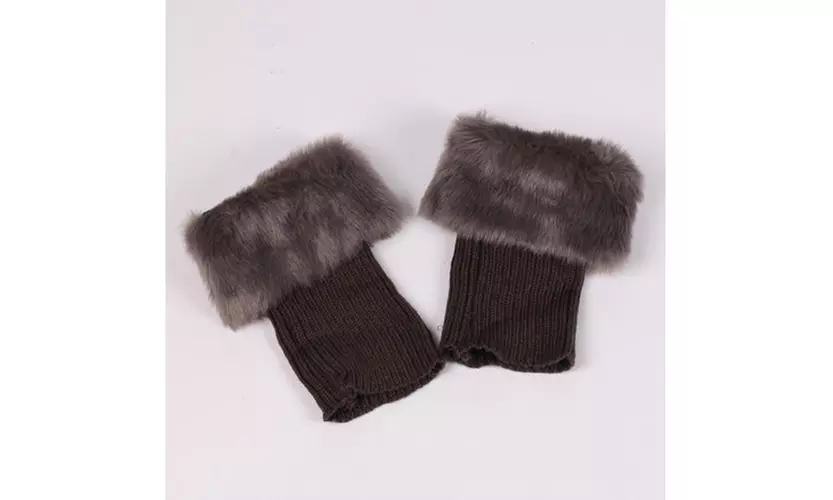 Women's Boot Socks Knitted Warm Faux Fur Cuffs Toppers Ankle Leg Solid Stockings