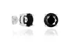 4-10mm Black Cubic Zirconia Stud Earrings in Rhodium Plated Sterling Silver by Elements of Love - Second Medium