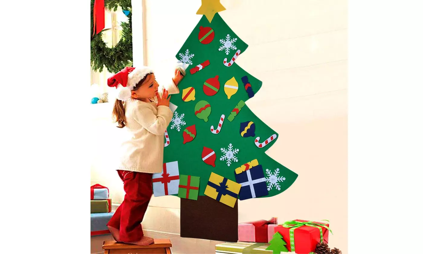 3ft DIY Felt Christmas Tree Set Xmas Decor Wall Hanging Ornaments Kids Gifts - Second Medium