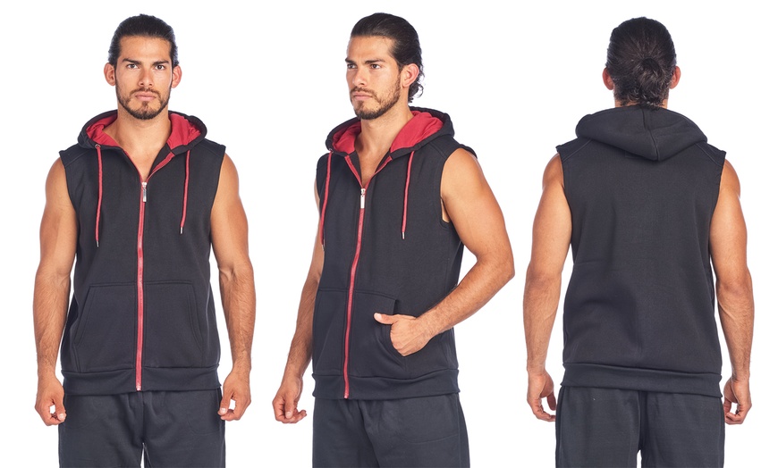 black sleeveless zip hoodie