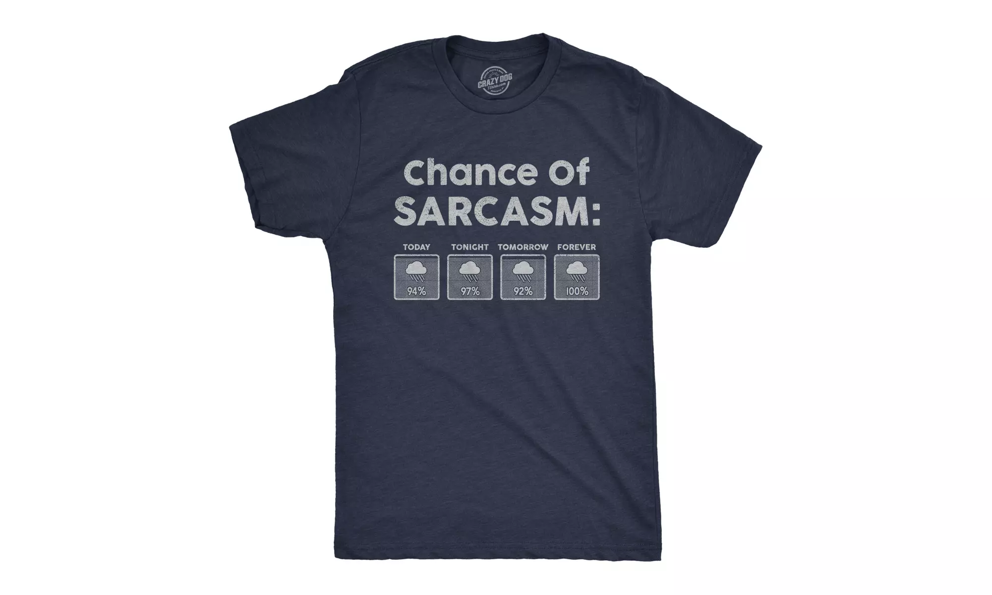 Mens Chance Of Sarcasm Tshirt Funny Weather Report Funny Humor Novelty Tee - Primary Image