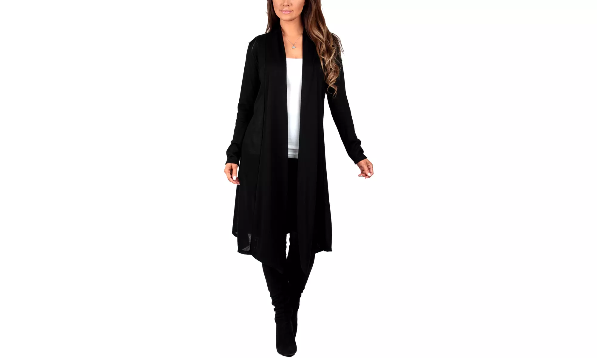 Women's Knee-Length Hacci Cardigan. Plus Sizes Available - Primary Image