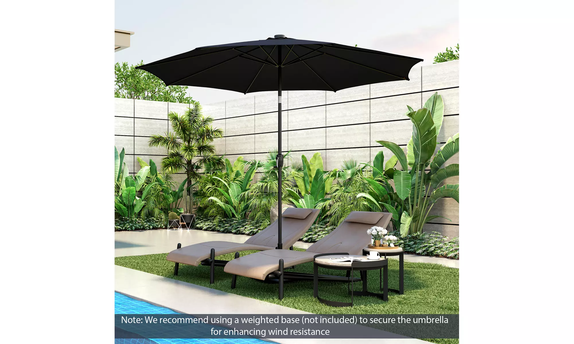 Costway 10 FT LED Solar Lighted Patio Umbrella With Crank Tilt