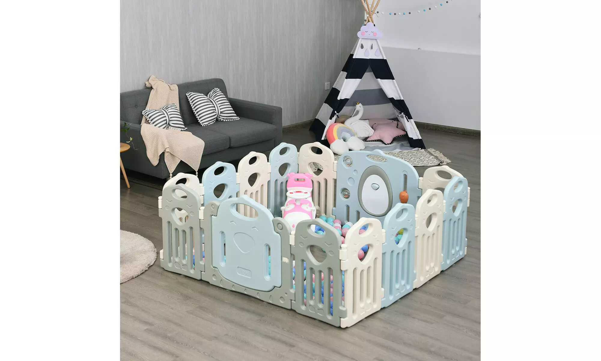 Costway Kids Baby Playpen 14 Panel Activity Center Safety Play Yard Home Indoor  - Primary Image