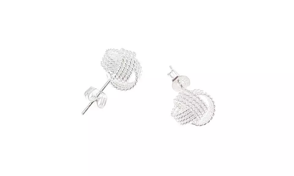 Love Knot Stud Earrings in Sterling Silver Gifts for Bridesmaid - Second Medium
