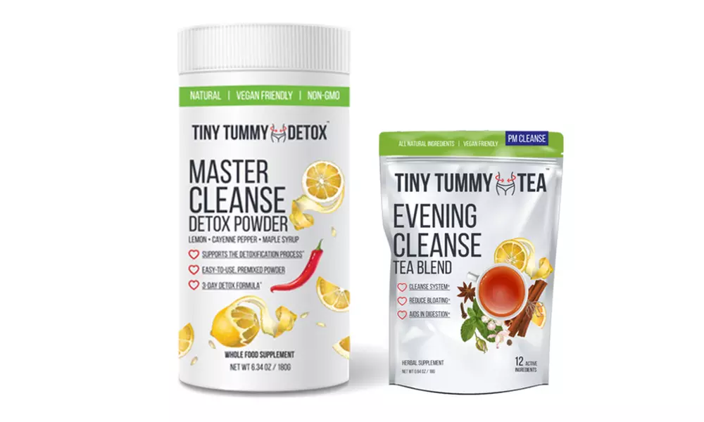 Tiny Tummy Detox Powder & PM Evening Cleanse Tea (1- or 2- Pack) - Second Medium