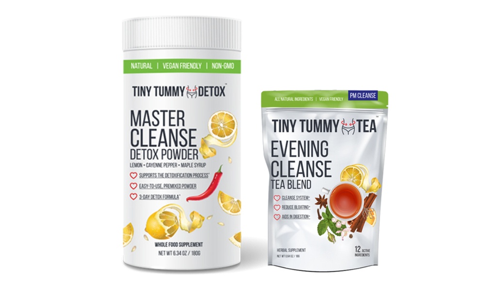 Tiny Tummy Detox Powder & PM Evening Cleanse Tea (1- or 2- Pack) - Primary Image