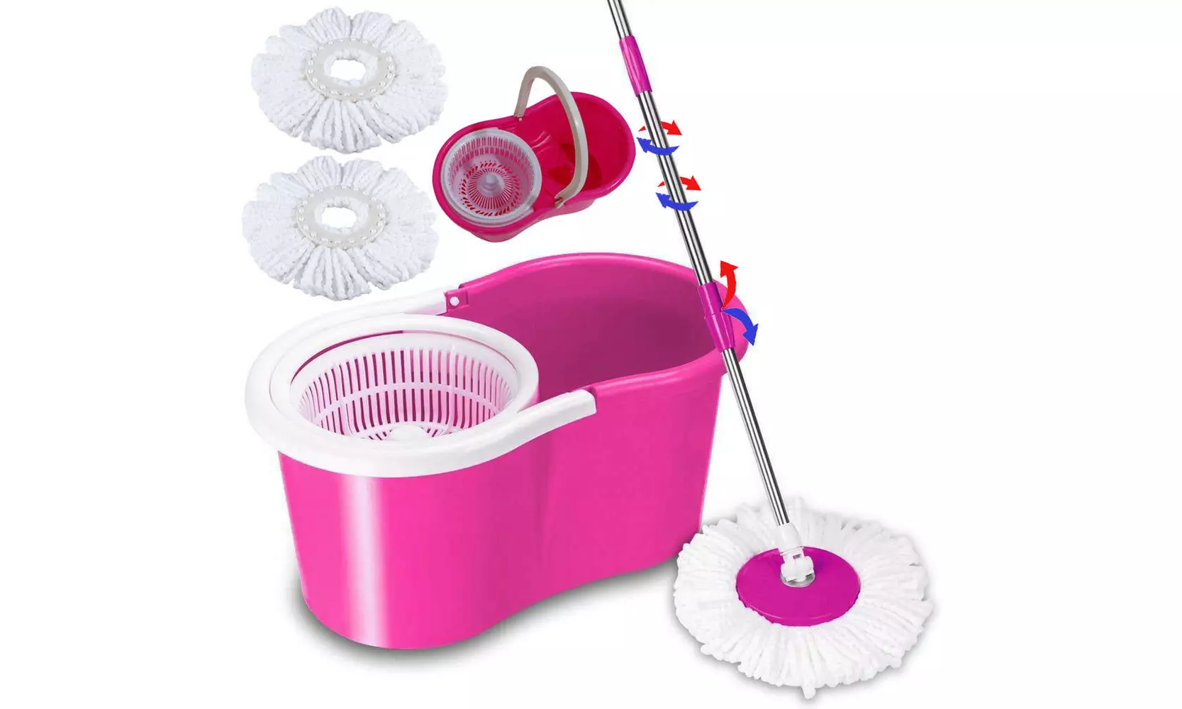 360 Spin Mop & Bucket Set Foot Rotating Magic Floor Mop Pink - Primary Image