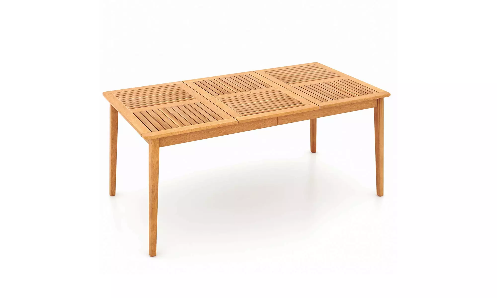 Costway 6/8-Person Outdoor Acacia Wood Dining Table with 1.96" Umbrella Hole