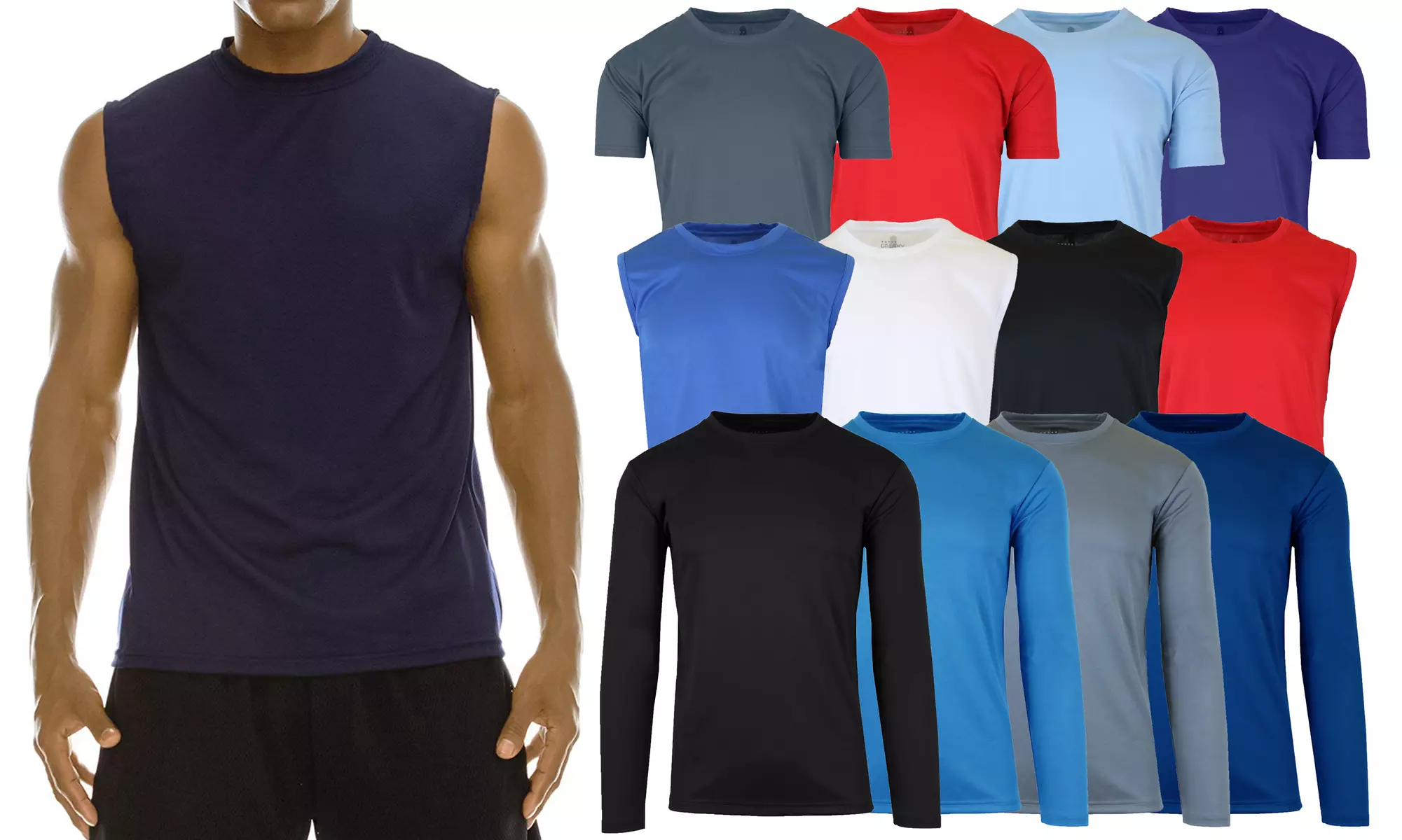 2-Pack Galaxy By Harvic Men's Moisture Wicking Wrinkle Free Performance Tops