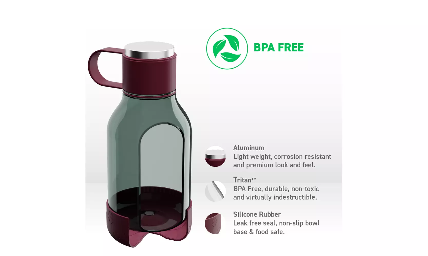 Asobu Tritan Water Bottle with Dog Bowl Attached- 50 Ounces