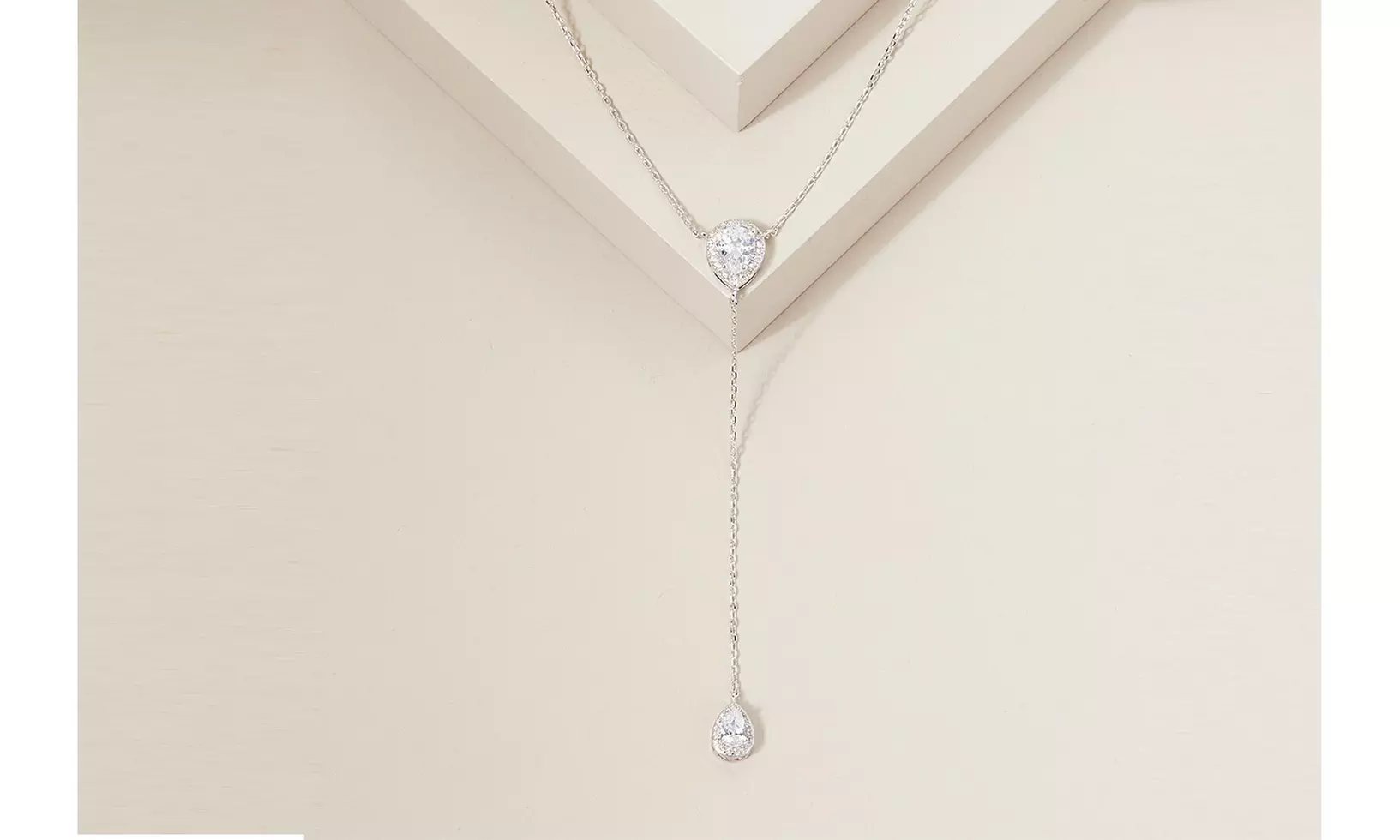 Pear Cut Crystal Halo Drop Necklace Made With Crystals From Swarovski