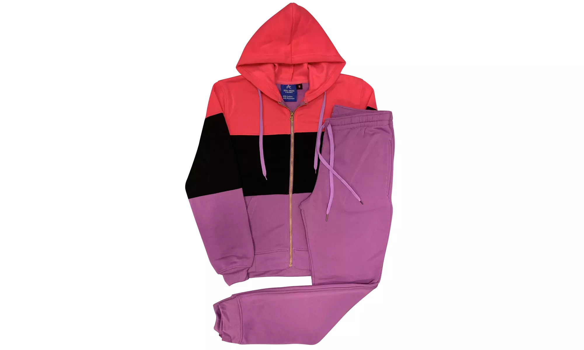 Women's 2-Piece Fleece Sweatsuit Jogger Colorful Sweat Jacket & Sweatpants 