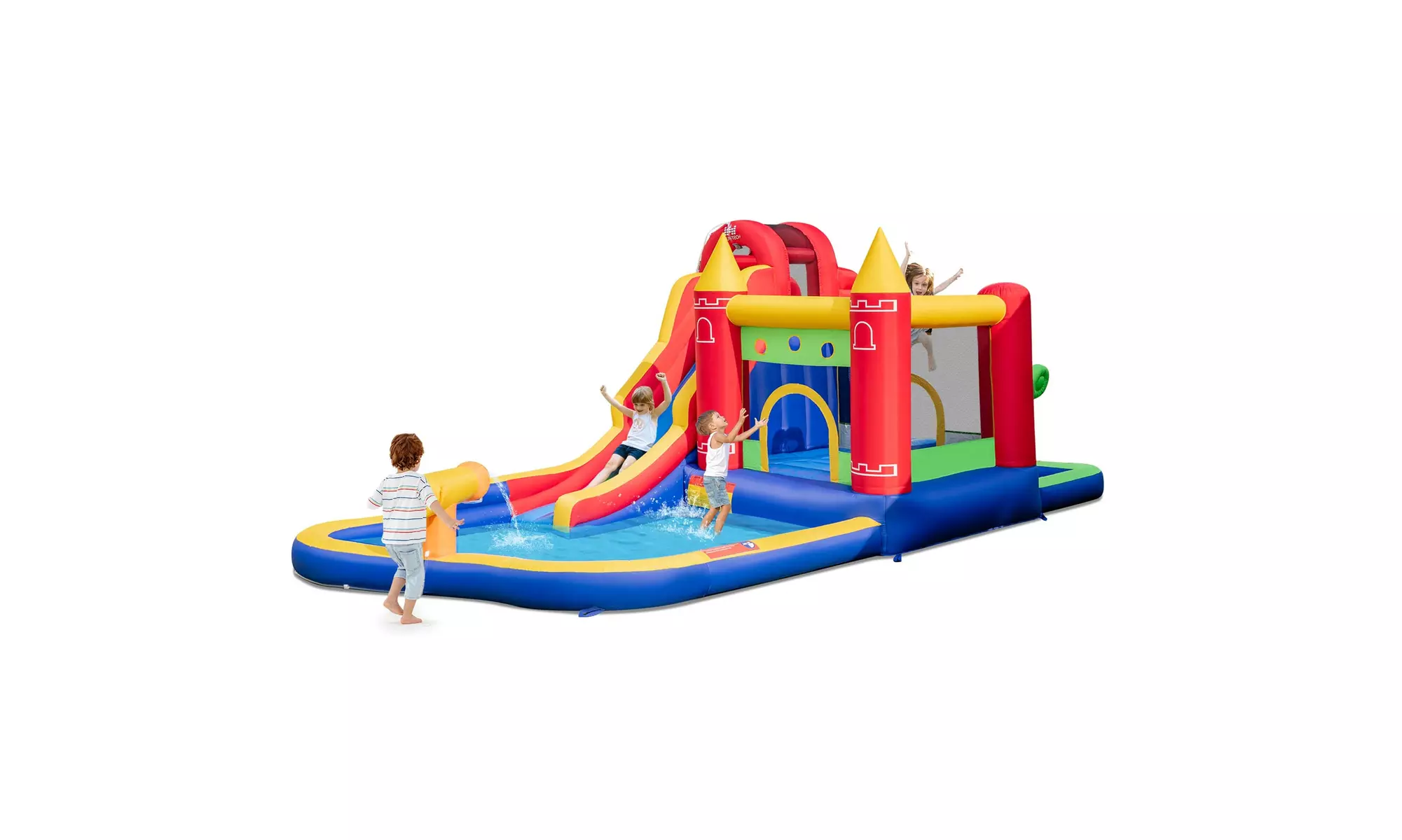 Costway 9-in-1 Inflatable Bounce Castle with Waterslide Water Cannon - Primary Image