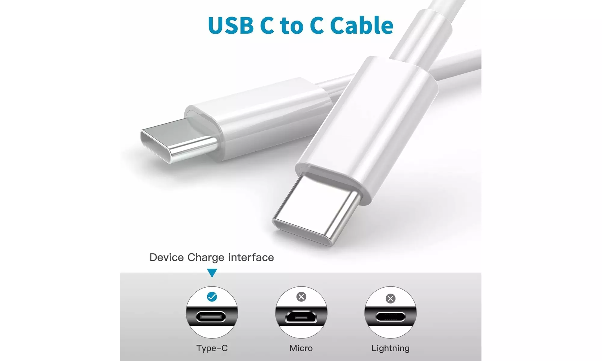 2-Pack White Braided 6ft Dual Type C Cable for Apple iPhone 15 & Up