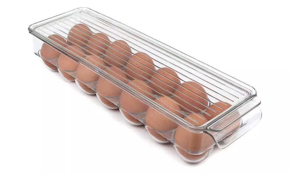 Greenco Stackable Refrigerator Egg Storage Bin With Lid, Stores 14 Eggs, Clear - Second Medium