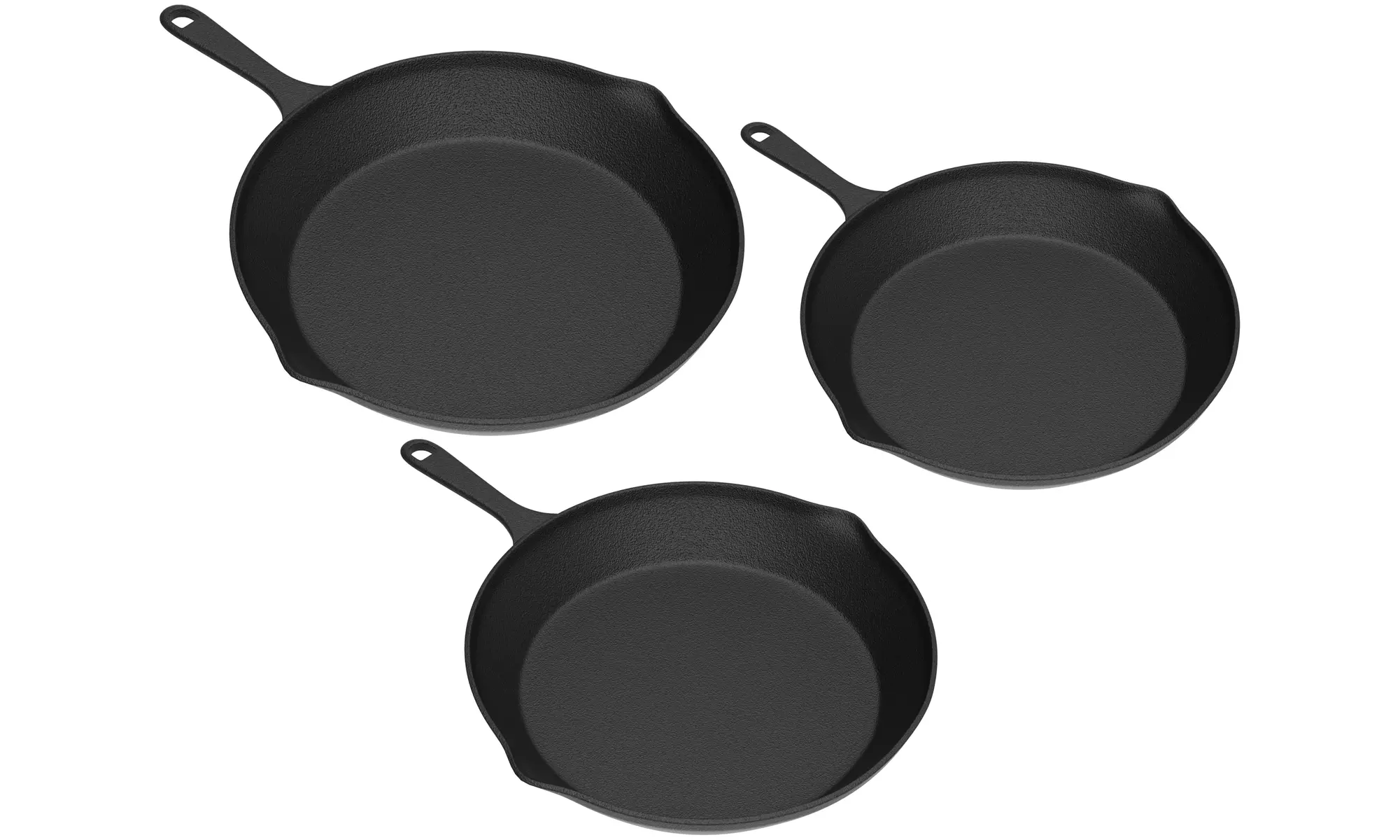 3 Cast Iron Pre-Seasoned Nonstick Skillets