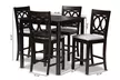 Lenoir Fabric Upholstered Brown 5-Piece Wood Pub Set - Second Medium