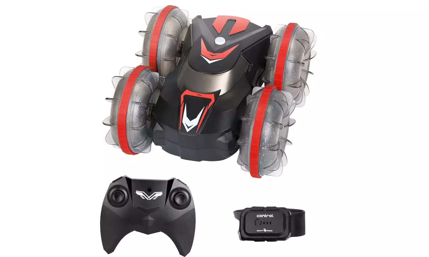 iMounTEK Amphibious RC Stunt Car with Lights & 360-Degree Rotation Off-Road Fun