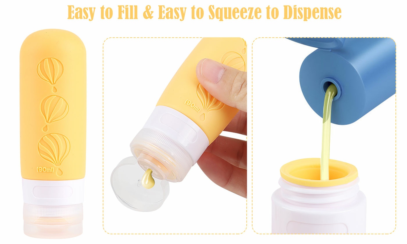 Leak Proof Squeezable Silicone Travel Bottles Kit for Toiletries