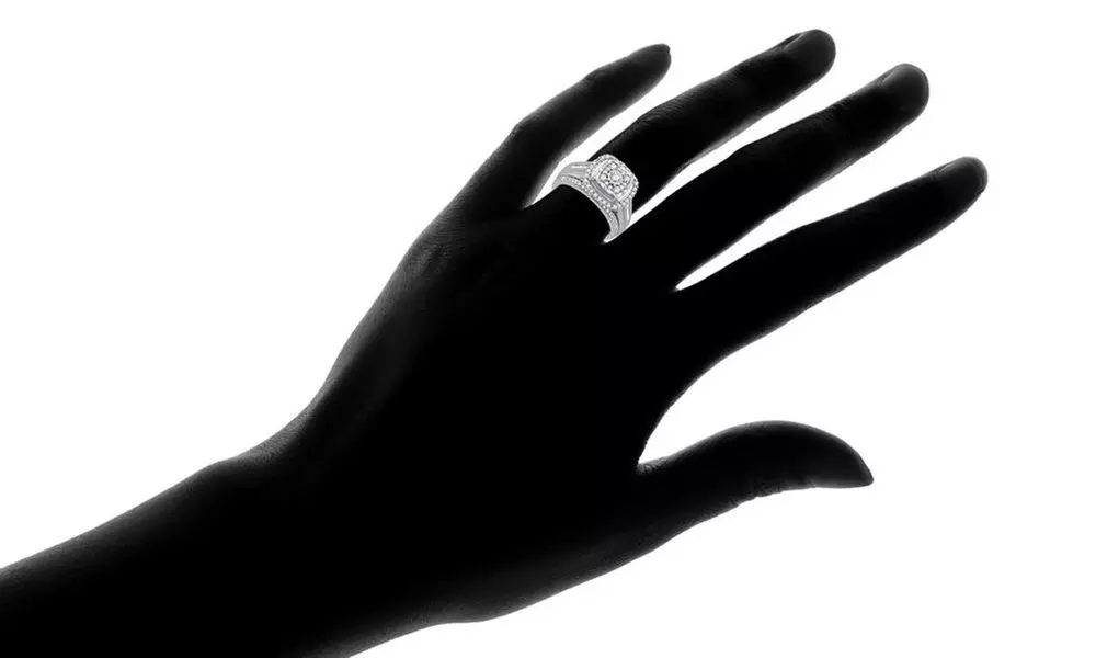 5/8 CTTW Diamond Engagement Bridal Set In Sterling Silver  - Second Medium