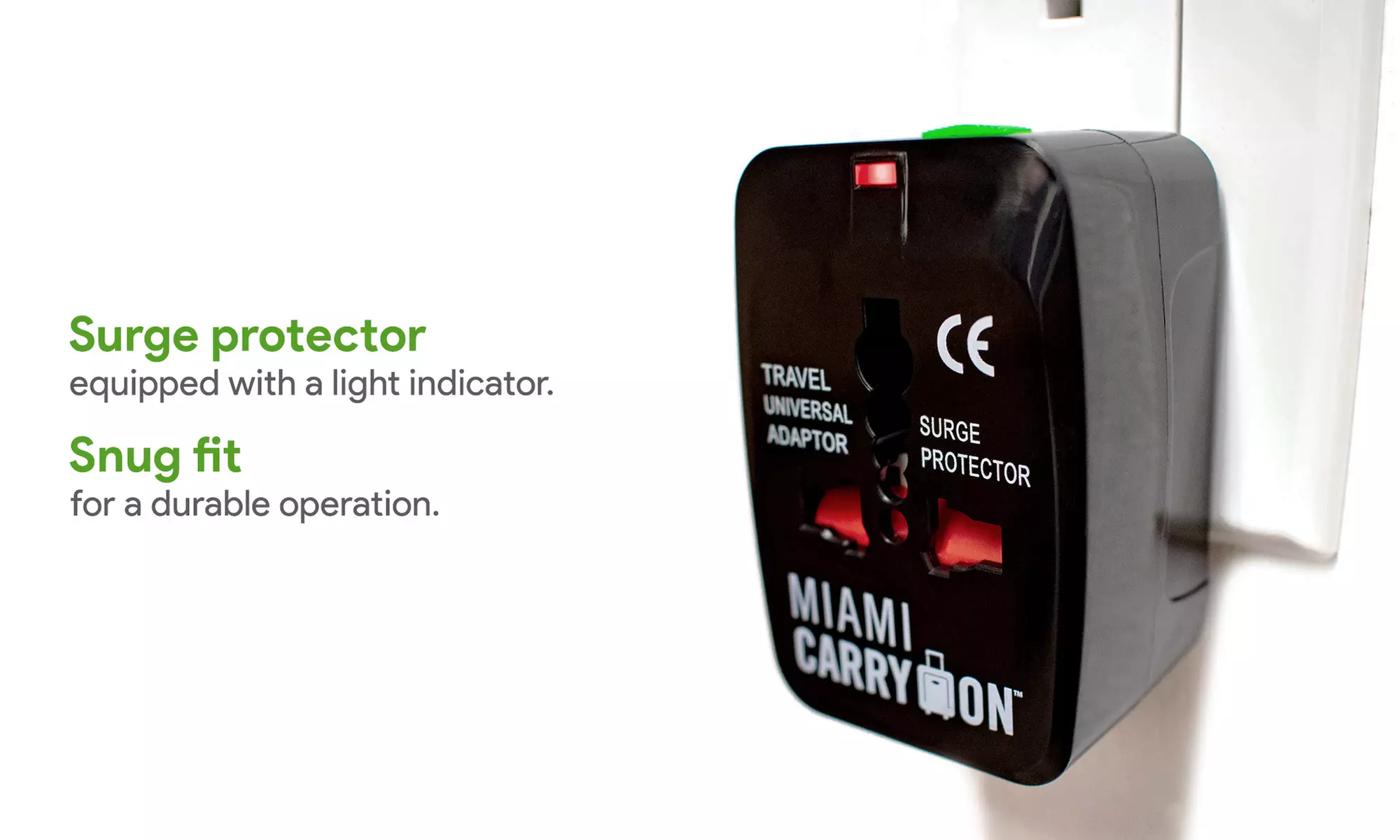 Miami CarryOn International Travel Adapter with Two USB Ports (1/2/3/4 Packs)