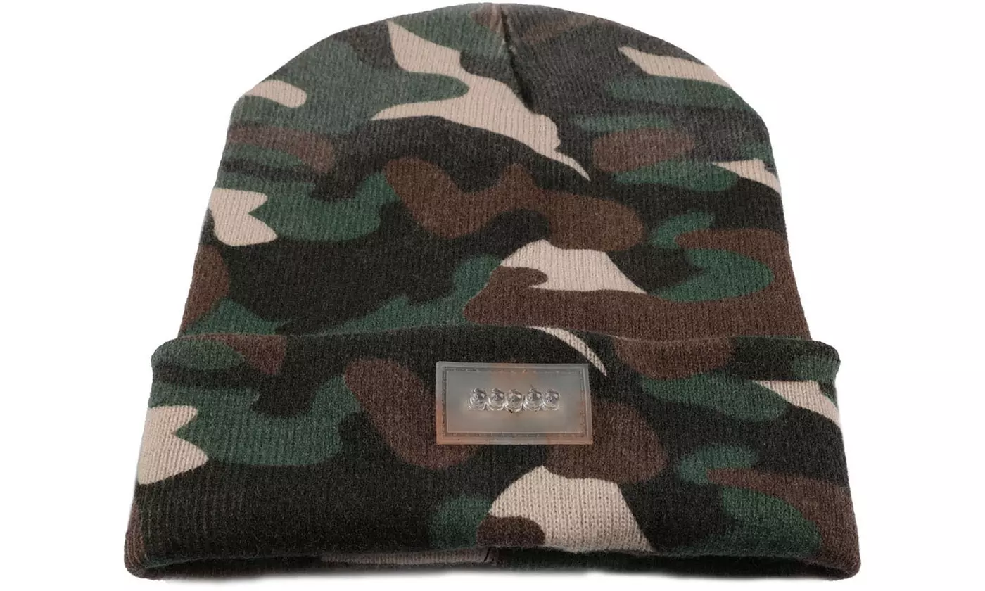 Unisex Knitted Beanie with Built-In 5-LED Flashlight - Primary Image