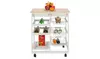 Moveable Kitchen Cart with Two Drawers & Two Wine Racks & Three Baskets White