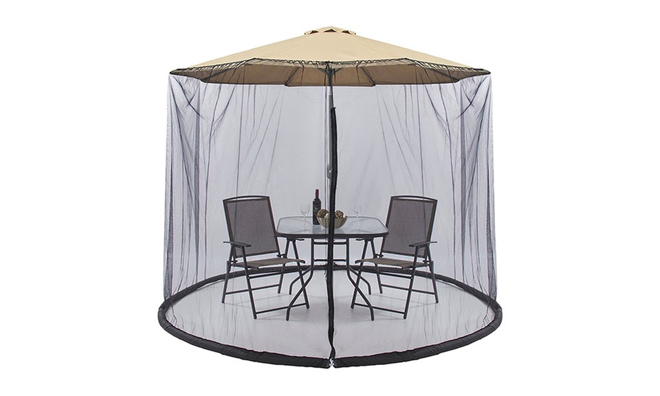 9ft Patio Umbrella Bug Screen w/Zipper Door and Polyester Netting