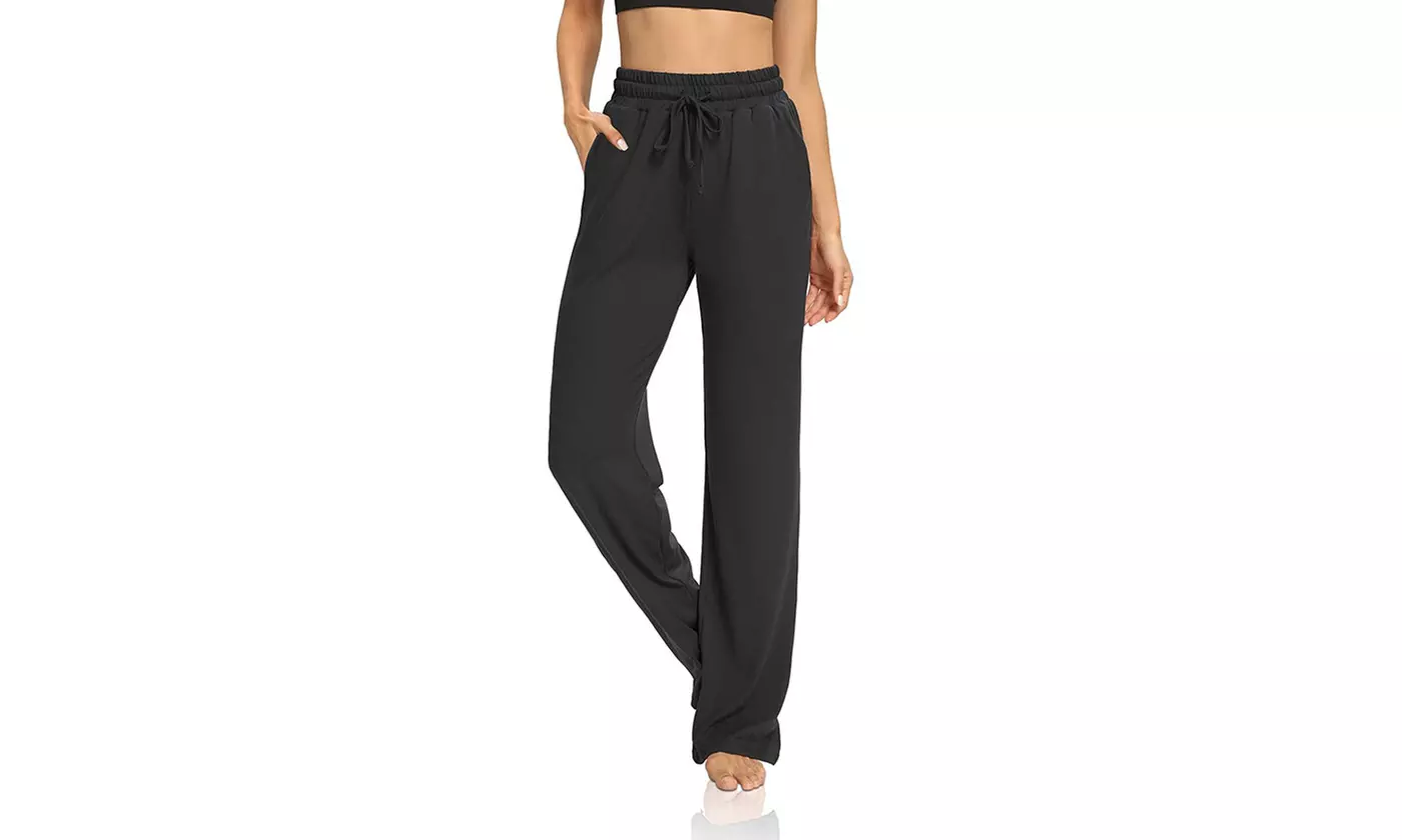 Womens Wide Leg Yoga Sweatpants Lounge Pajamas Pants